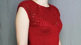 to knit women's short sleeve sweater 