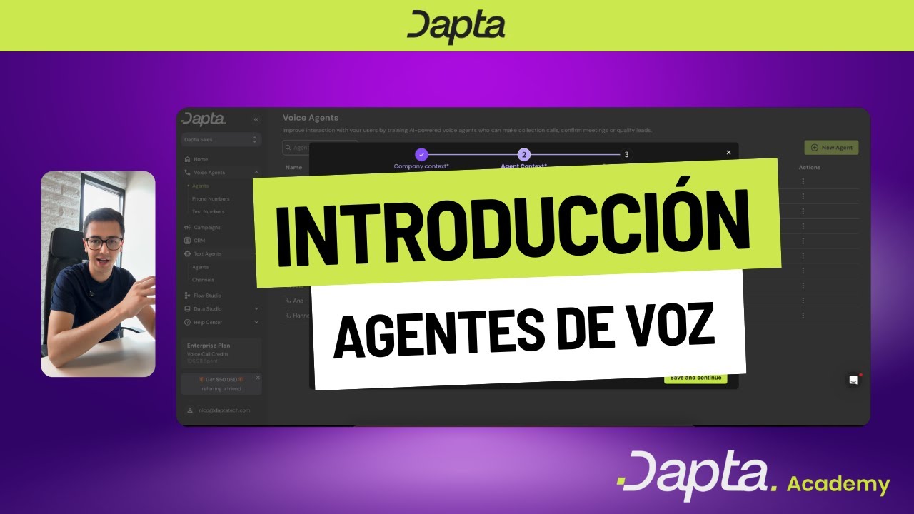 Crea tu primer agente de voz con IA en Dapta - YouTube