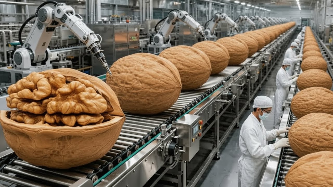 The Secret Inside a Walnut Factory in the U.S. | Automated Production Line