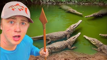 I Survived 24 Hours in Alligator INFESTED Water!
