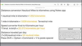 #️⃣Apple user Notes Maritime Converter Nautical Mile to km