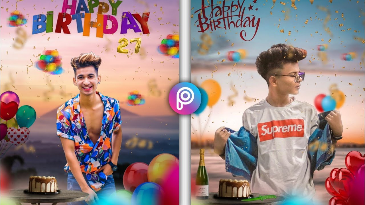 Happy Birthday Photo Editing | PicsArt Birthday Photo Editing Tutorial |  Birthday Banner Editing - YouTube