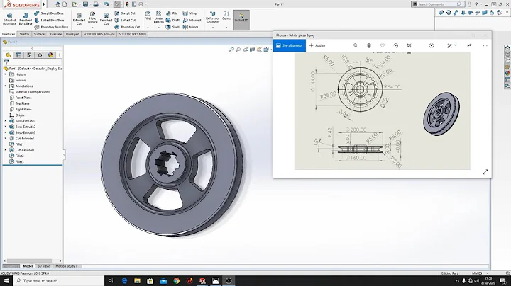 Pulley SolidWorks Tutorial 2020 Exercise 2 step by step! learn from Home! :D