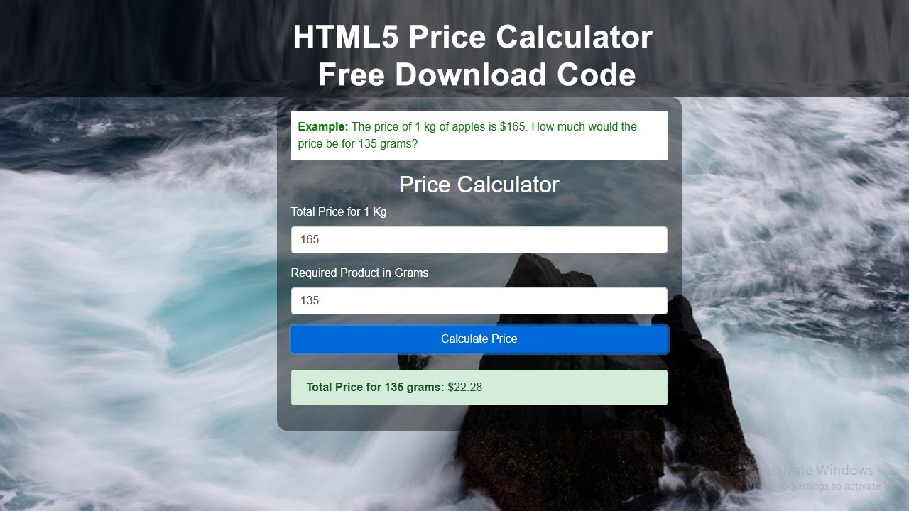 HTML5 Form style 17 || Bootstrap 4 Price Calculator Form and result ...