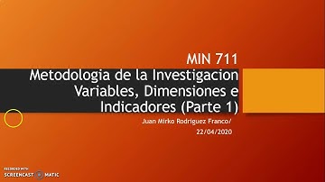 Metodologia de la Investigacion H3. Variables, Dimensiones e Indicadores (Parte 1)