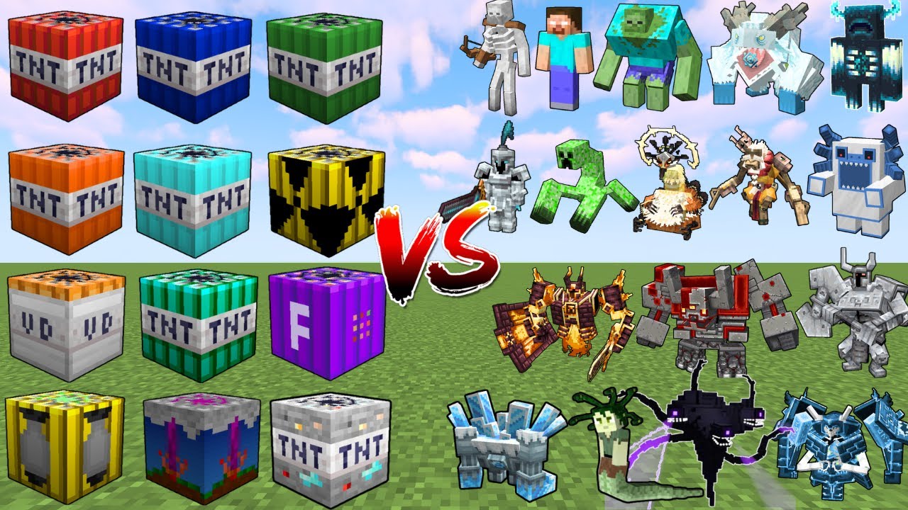 ALL Minecraft TNT vs Every Strongest Boss Mob
