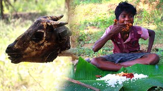 Primitive Technology : FULL GOAT HEAD Finding &amp; COOKING And Eating Delicious In Hunter Cooking