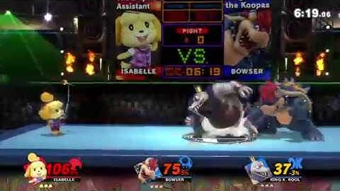 SSBU Tag Team - ShadeLRK (Isabelle) vs. CPU (Bowser) & CPU (King. K. Rool)