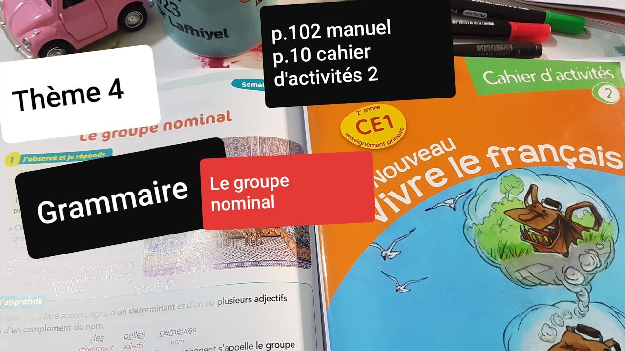 Grammaire.Le groupe nominal. Le nouveau vivre le français CE1 p.102 manuel p.10 cahier d'activités 2
