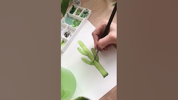 Watercolor easy cactus painting #shorts #art #watercolor