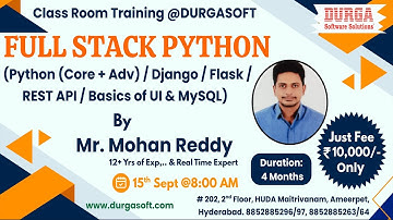 FULL STACK PYTHON Class Room Training @ DURGASOFT