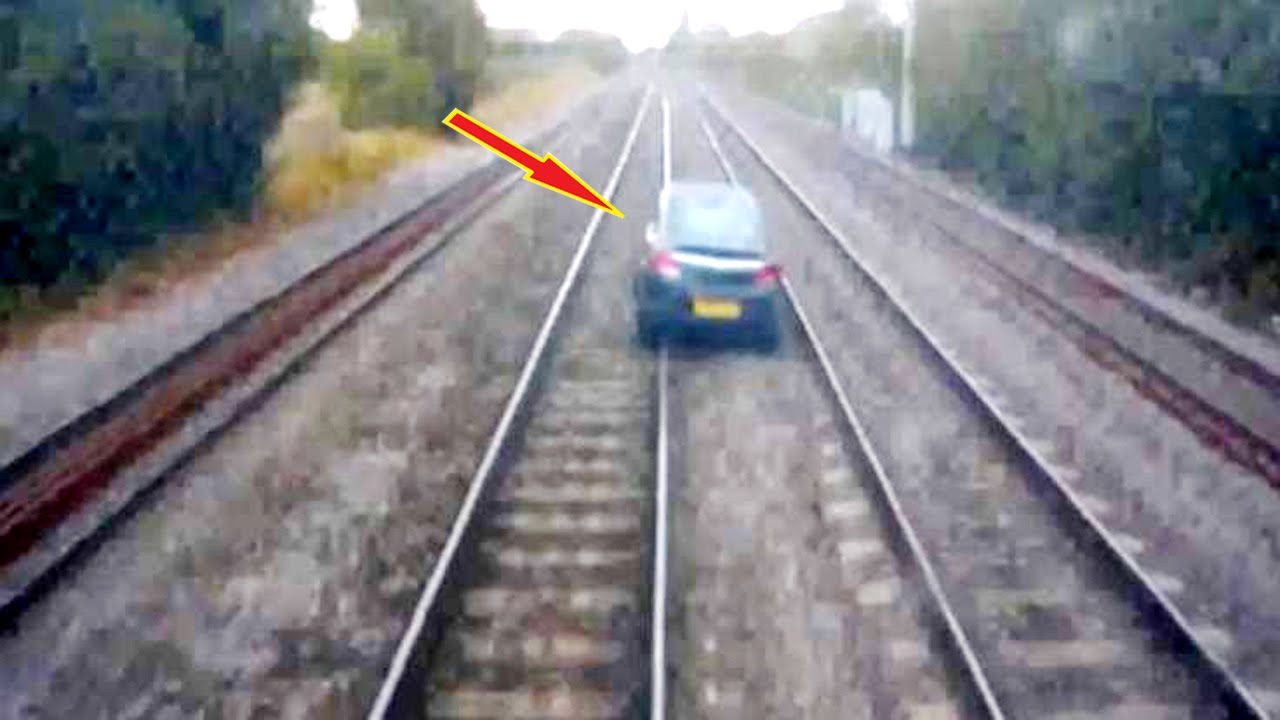 Abandoned Car On Tracks Hit By Commuter Train At 70mph - YouTube