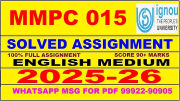 MMPC 015 solved assignment 2025-26 in English || mmpc 015 solved assignment 2026 || mmpc15 2025-26
