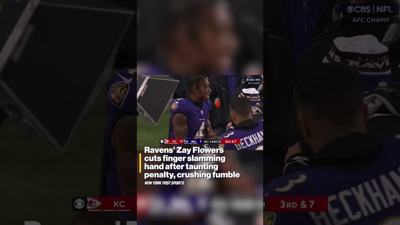 Ravens' Zay Flowers fumbles near the end zone after being flagged ...