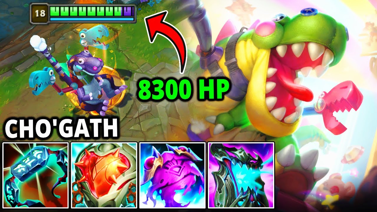 8300 HP TANK CHO'GATH TOP GAMEPLAY Best Build & Runes S14 Toy Terror Cho'Gath League of