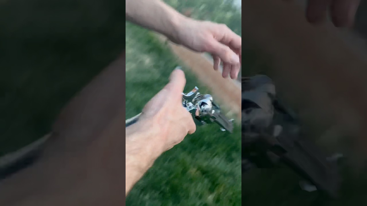 Tripleshot practice. Single action revolver tricks. Hand POV