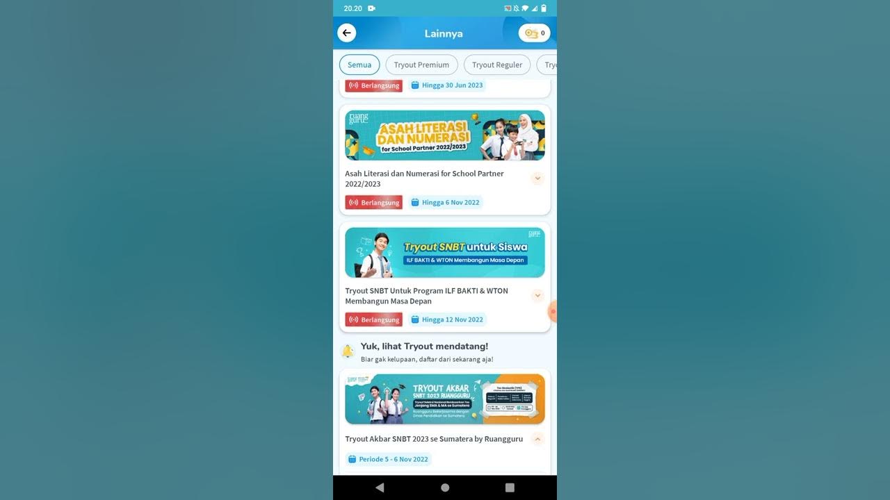 Cara daftar tryout akbar snbt 2023 ruang guru se sumatera youtube