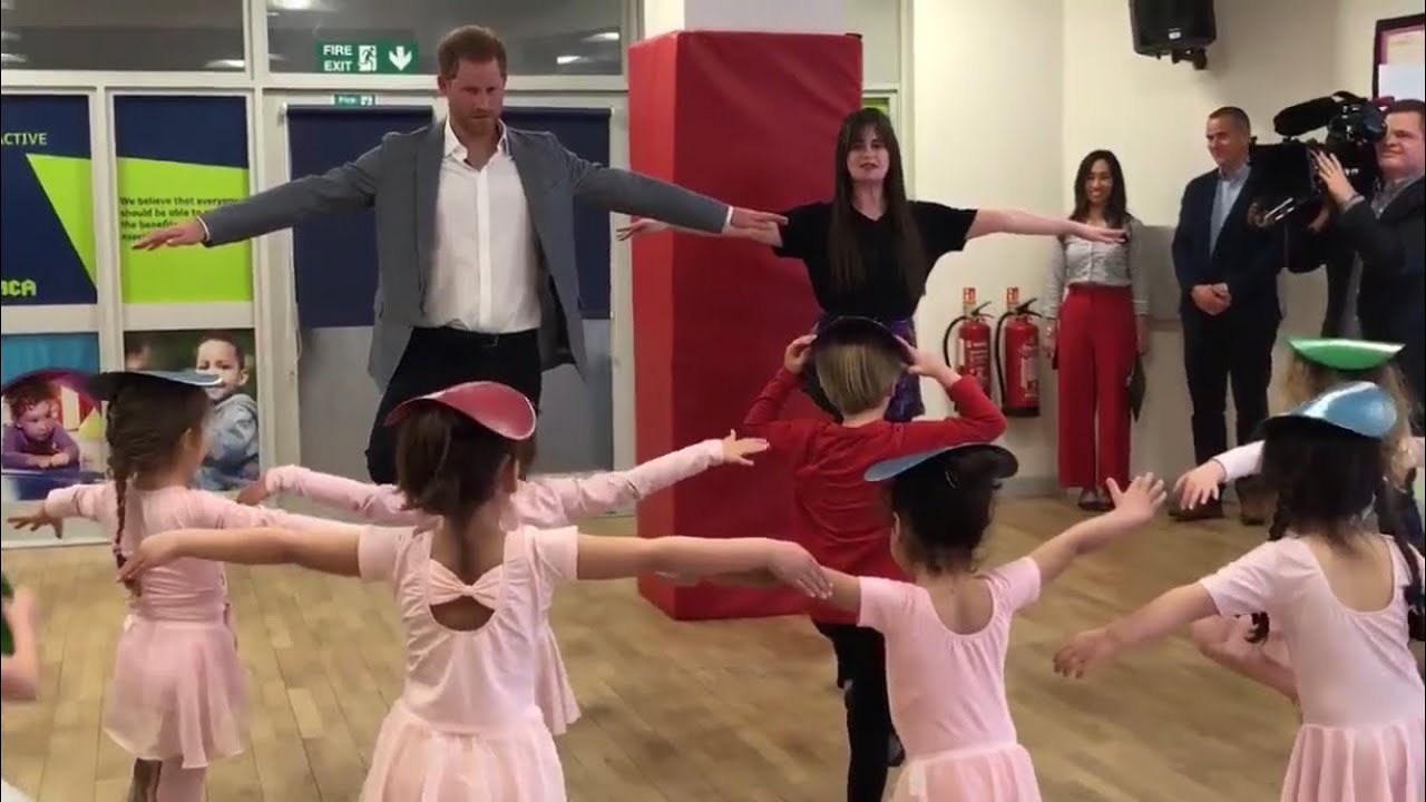 Cute! Prince Harry Duke Of Sussex Dances With Ballerinas In Ballet