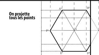 cours de dessin scientifique  pyramide, plan profil et rabattement