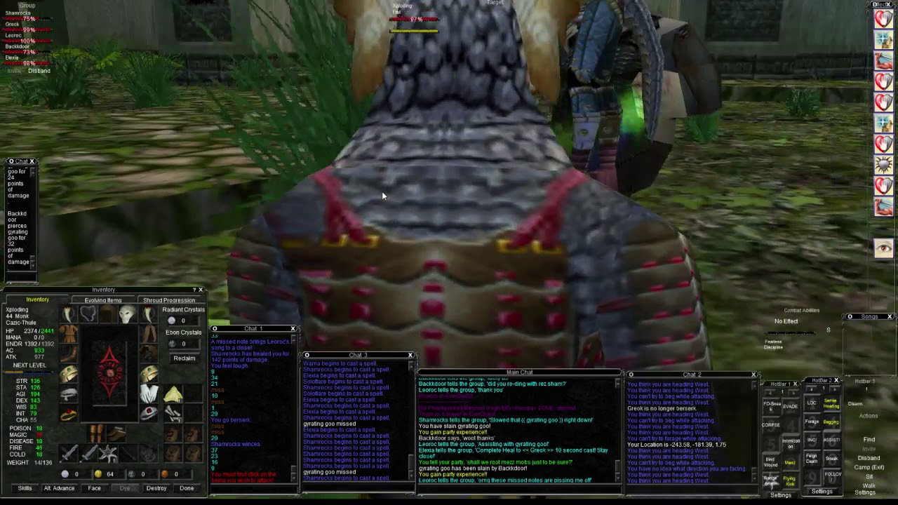 EQ P99 Iksar Monk lvl 44 Leoroc CCing supergroup in Arena group CoM