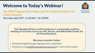Webinar: Securing Long-Term Rental Subsidy for Public Housing Using RAD