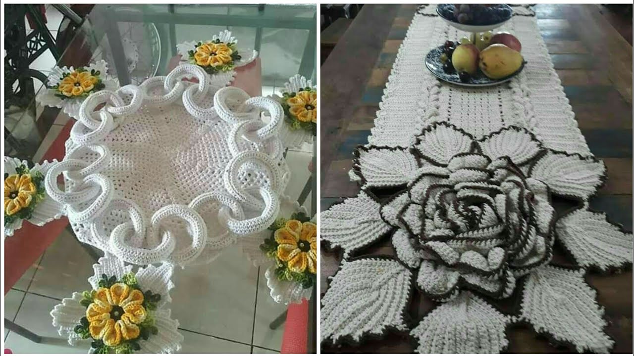 Handmade stunning table cover designs collection ideas # Crochet flowers pattern table cover styles