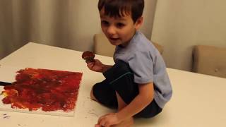 Broccoli Stamped Fall Tree / Painting using broccoli