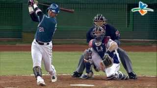 20131008 CPBL 猿VS犀牛 5上 郭嚴文適時再來一支安打,幫Lamigo再添分,4:2