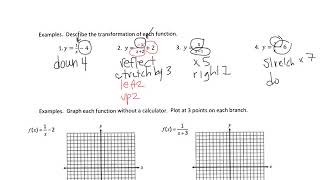 Algebra 2, 9.2 Reciprocal Functions