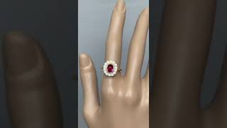 Celebrity GIA Unheated Ruby Diamond Ring on Finger Sunlight Only Wealth