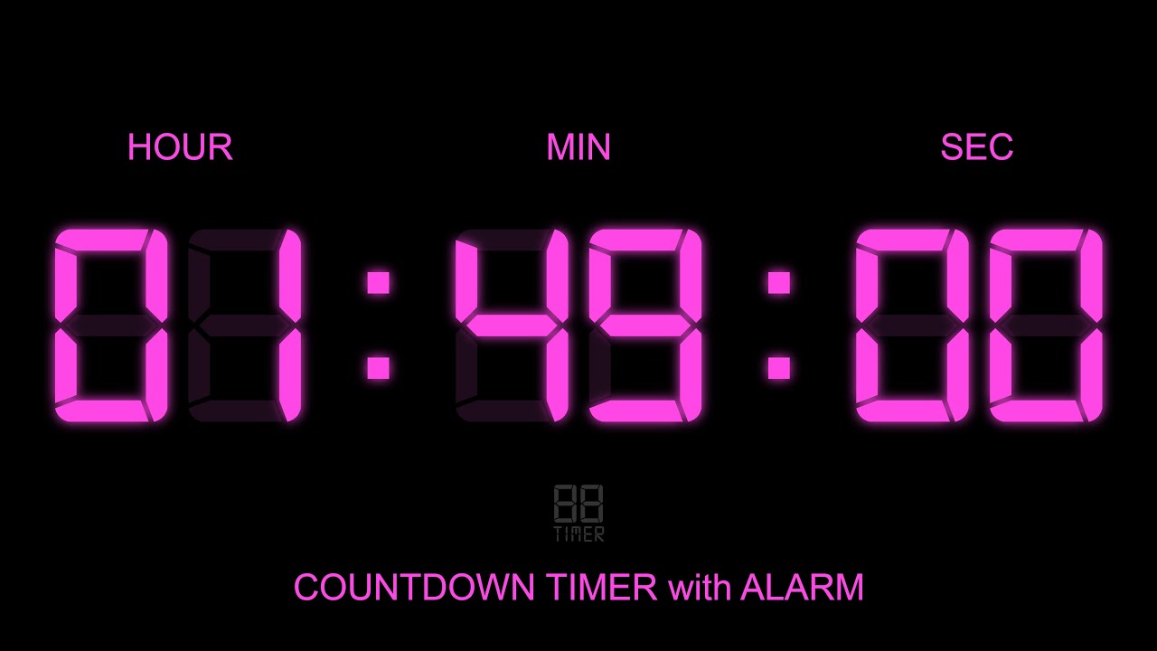 1 Hour 49 Minute Countdown Timer with Alarm Start and Finish time ...
