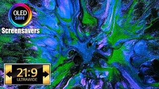 21:9 Ultrawide Colorful Liquid Glitter Explosion Screensaver - 10 Hours - 4K - Oled Safe