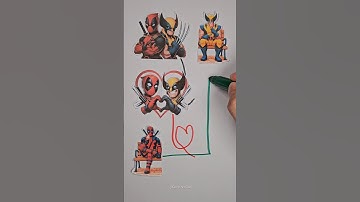 Deadpool and Wolverine Line Matching Puzzle!! #shorts #viral #art #craft