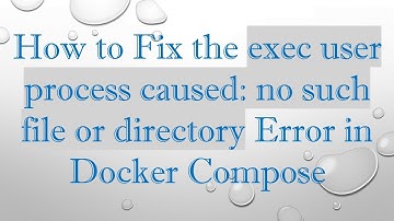 How to Fix the exec user process caused: no such file or directory Error in Docker Compose