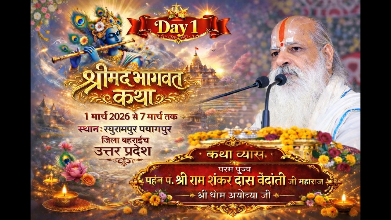 🔴DAY 01| श्रीमद् भागवत कथा | महंत पं.श्रीरामशंकरदास वेदांती जी महाराज रघुरामपुर पयागपुर जिला बहराईच