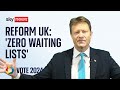 Nhs waiting lists gone within two years says reform uk leader richard tice