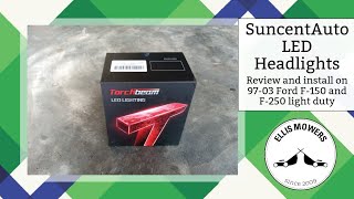 SuncentAuto Torchbeam T2 LED headlights for 1997-03 Ford F-150 F-250 light duty install and review