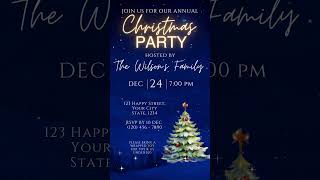 Blue Christmas Party Invitation - Digital Template Xmas Dinner Invite