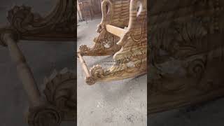 Unfinished dual carved wooden rocking chair in teak wood. Customization available as per your choice