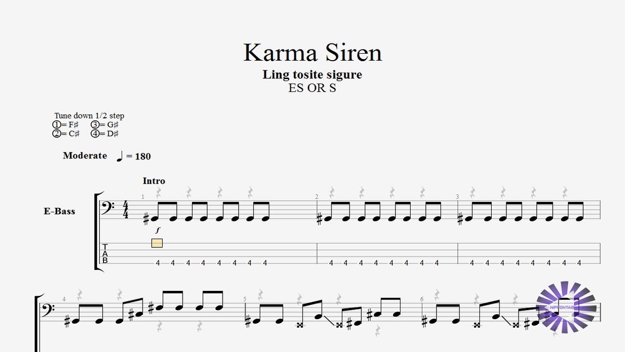 Bass Karma Siren ベースtab譜 凛として時雨 Ling Tosite Sigure By Nippontab Youtube