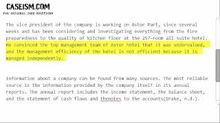 Astor Park Hotel Case Solution & Analysis- Caseism.com
