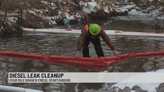 Diesel leaks from tank into Spartanburg creek