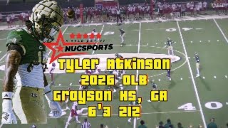 NUC Sports 5 Star Tyler Atkinson Highlights 2026 OLB Grayson HS, GA 6'3 212