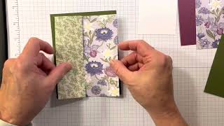 Simple stamping with stamps, ink, paper, patterned paper and an easy fold!
