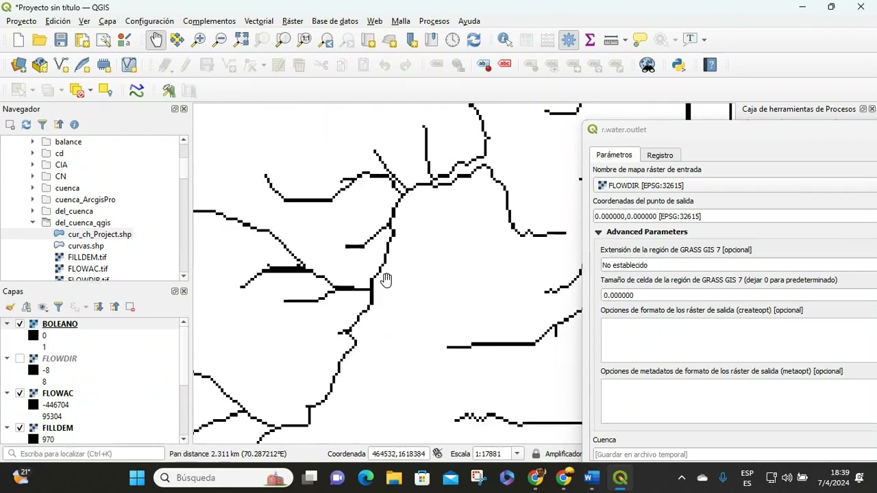 2) Delimitación de cuenca en QGIS de forma automática