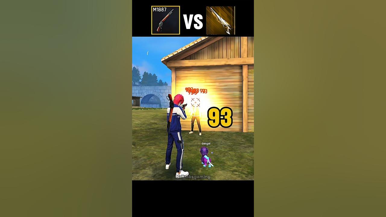 Normal M1887 Vs Sandstorm Shimmer Damage Test 🔥|| New M1887 Gun Skin 🤯 #shortsvideo #newgunskin #ff