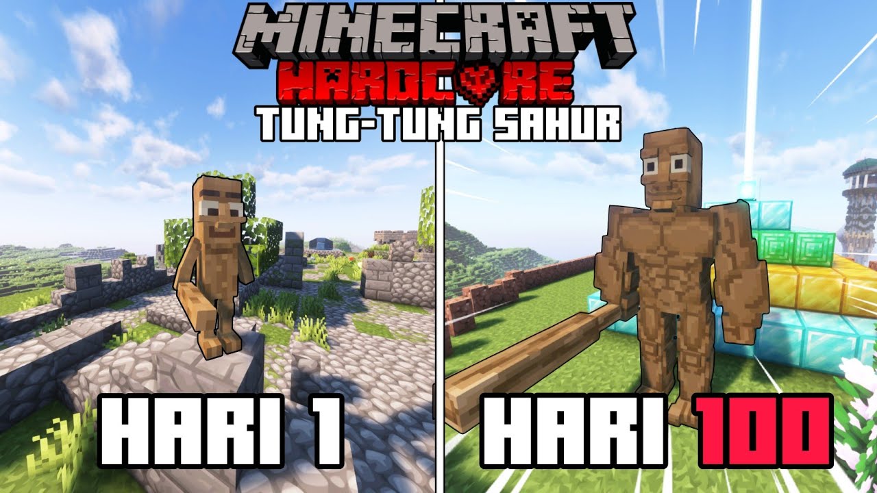 100 Hari di Minecraft Hardcore Tapi Dikutuk jadi Tung tung Sahur
