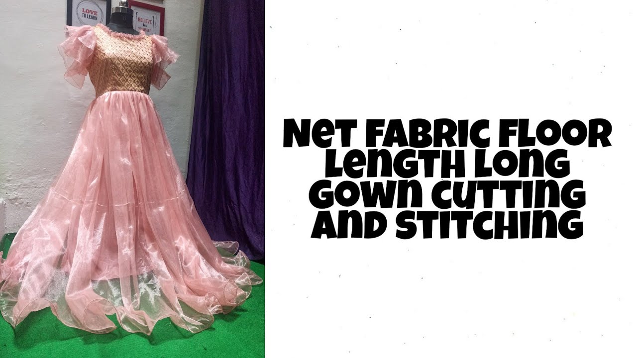 Dashing Look Half Sleeves Soft Net Fabric Dusty Pink Color Fancy Work Gown