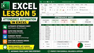Lesson 5: How to Automate Attendance in Excel | Automatic Attendance Sheet with Formulas