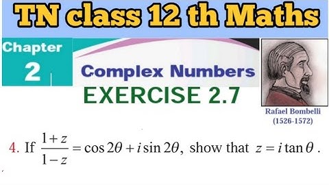 TN 12th Math’s |Exercise 2.7 Q.No.4 |Complex Numbers|+2 Math’s